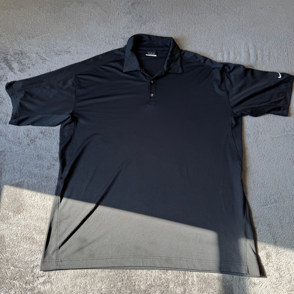 Nike Golf Dri-FIT Polo Shirt Mensâ XL Black Short Sleeve Textured Golf Top